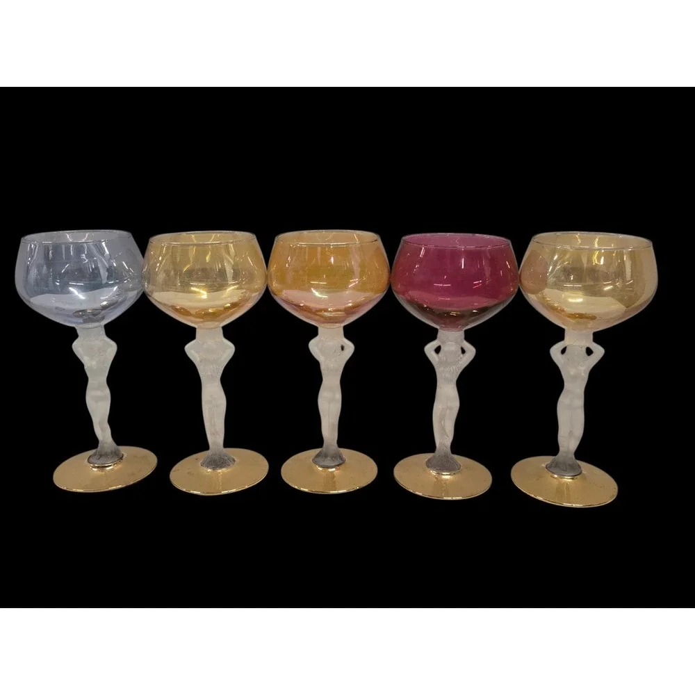 SET OF 5  BAYEL FRANCE PATTERN BACHANTE NUDE GLASSES